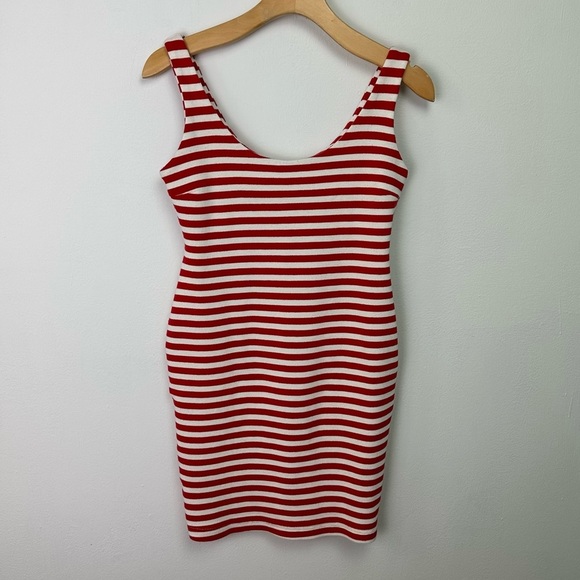 ZARA Sleeveless Knit Striped Bodycon Mini Dress Medium - Picture 1 of 4